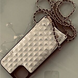 New Bandolier pearl gold Crossbody Phone Case with matching Chain Strap